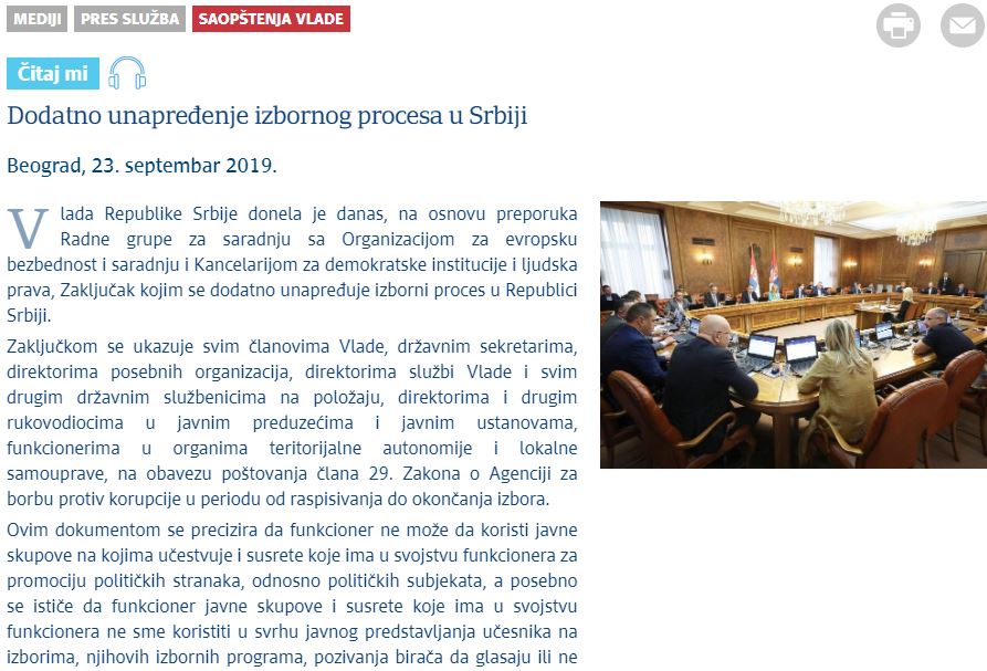 vlada saopštenje