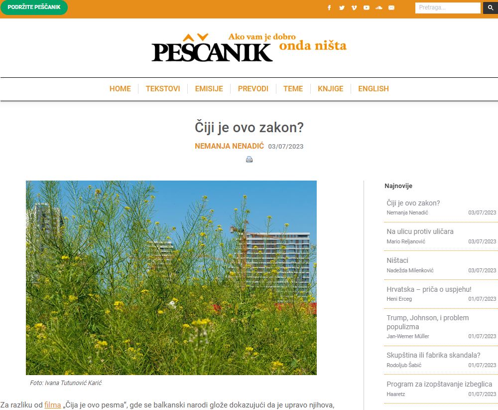 pescanik nn ciji je zakon