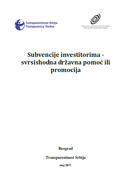 Svrsishodnost drzavne pomoci Transparentnost Srbija maj 2017