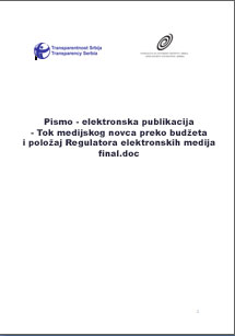 Pismo elektronska publikacija Tok medijskog novca preko budzeta i polozaj Regulatora elektronskih medija final