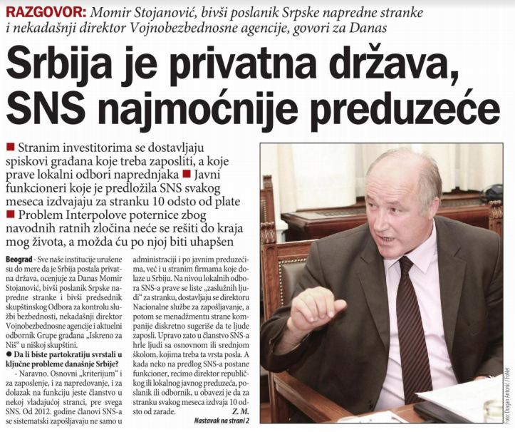 danas stojanovic sns