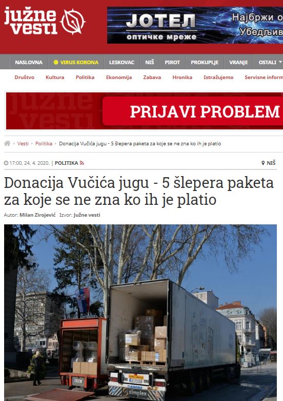 juzne vesti donacija sleperi